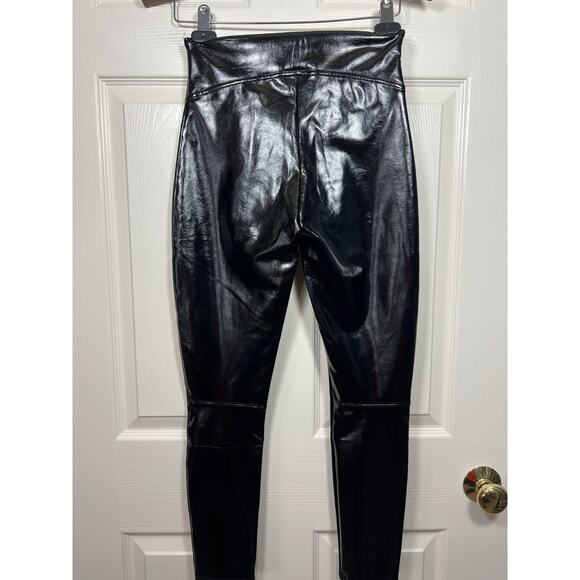 New Spanx Petite Small Faux Patent Vegan Leather Legging Black High Rise - Picture 4 of 12